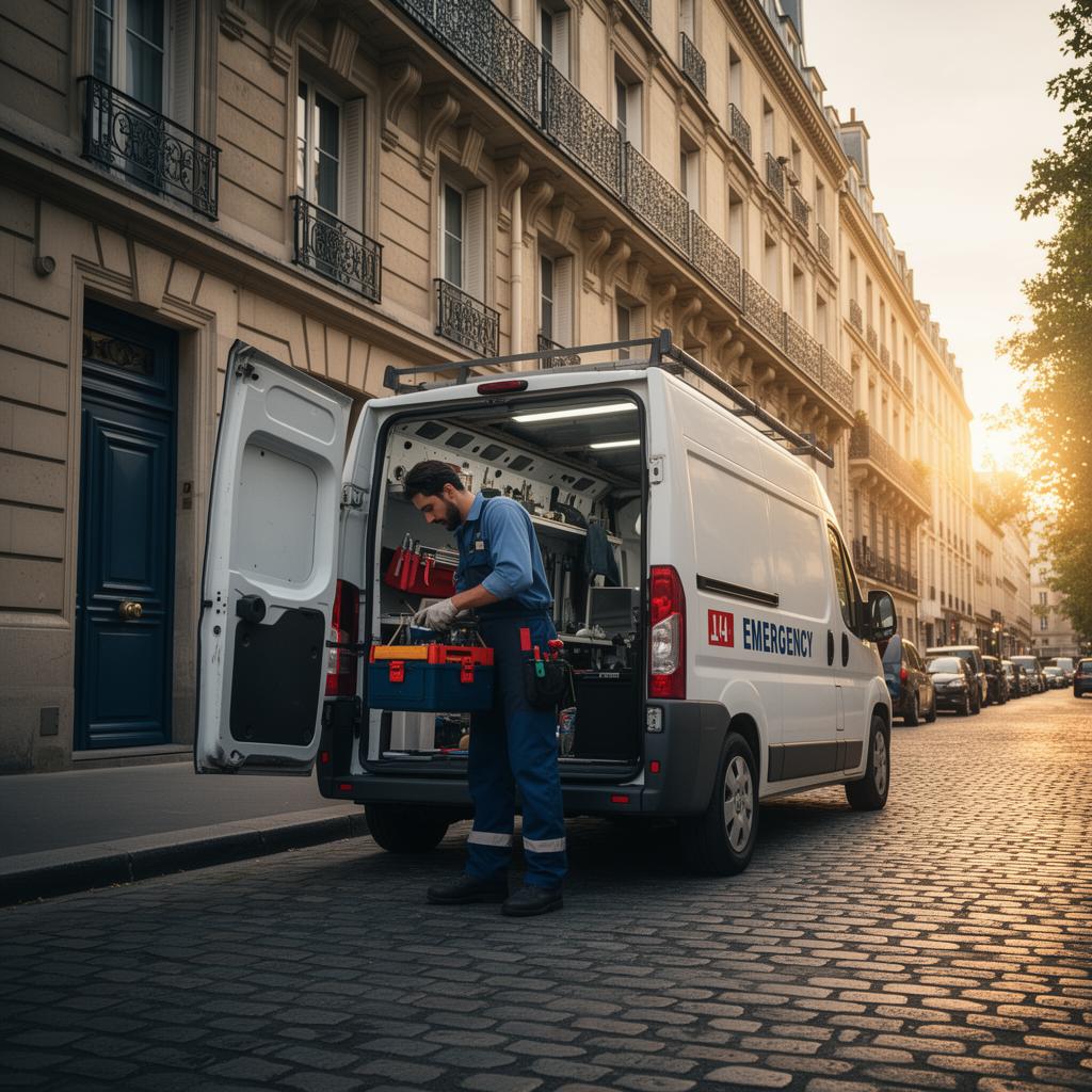 Plombier réparant une fuite